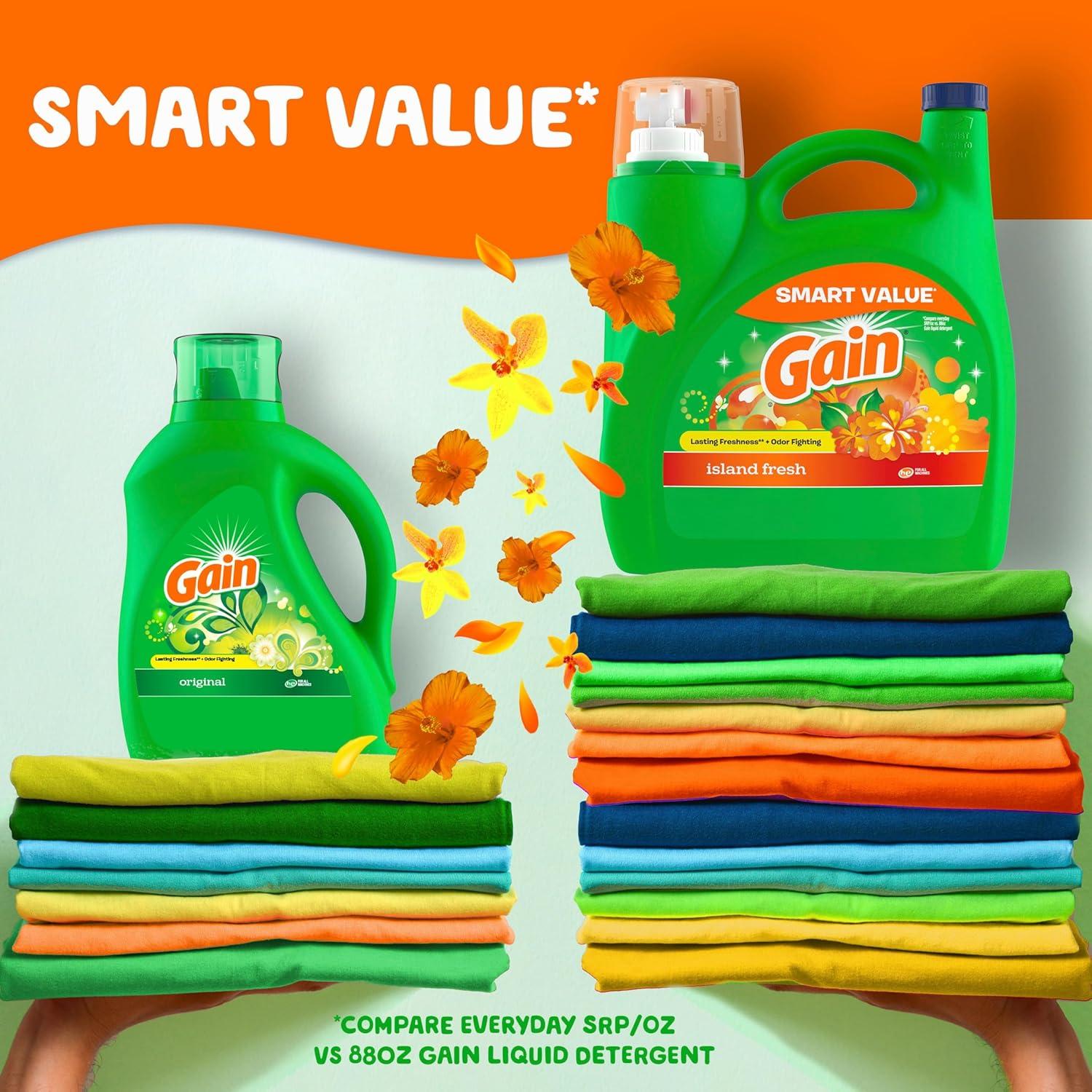 image:imageGain Aroma Boost Liquid Laundry Detergent Island Fresh Scent 107 Loads 154 fl oz HE CompatibleIsland Fresh