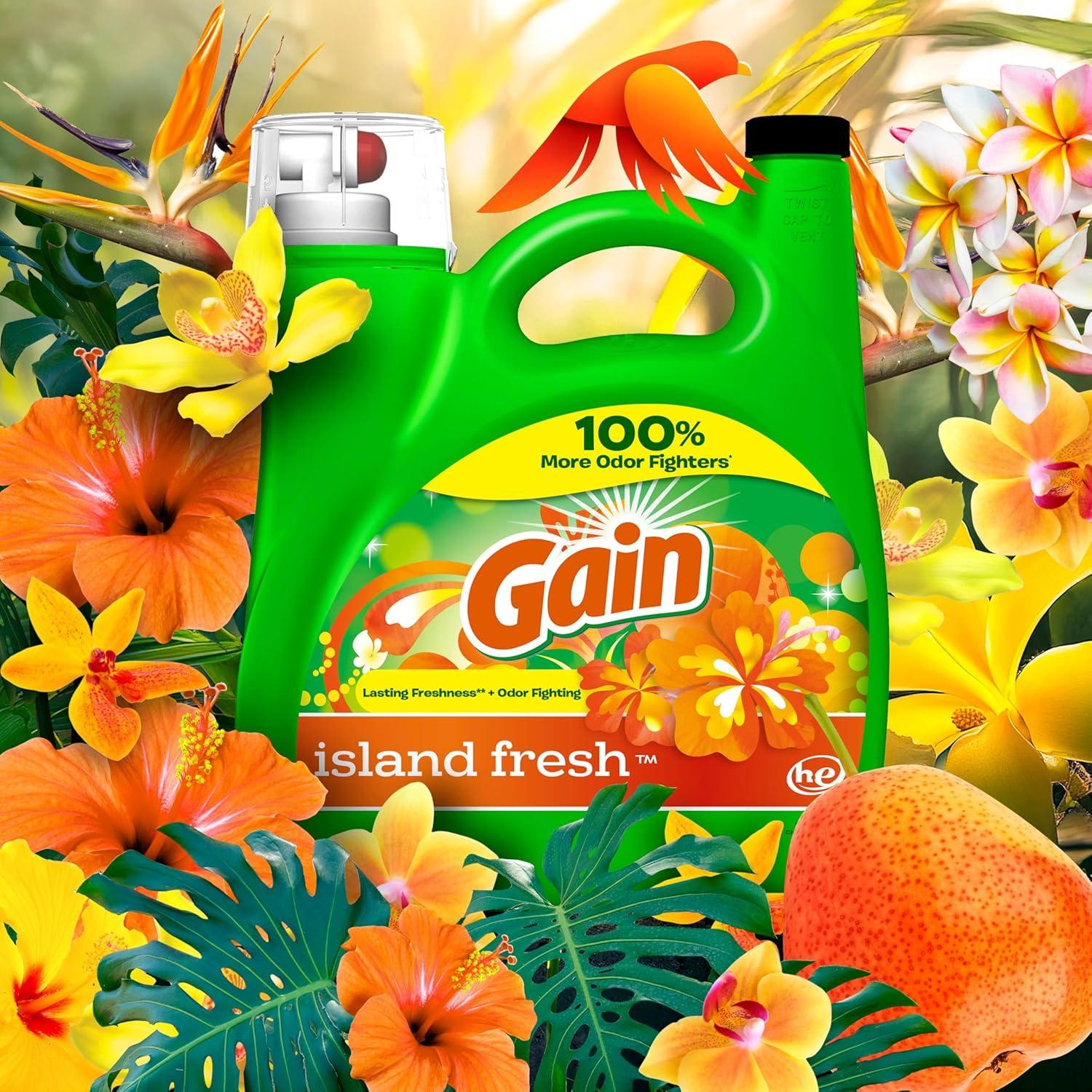 image:imageGain Aroma Boost Liquid Laundry Detergent Island Fresh Scent 107 Loads 154 fl oz HE CompatibleIsland Fresh