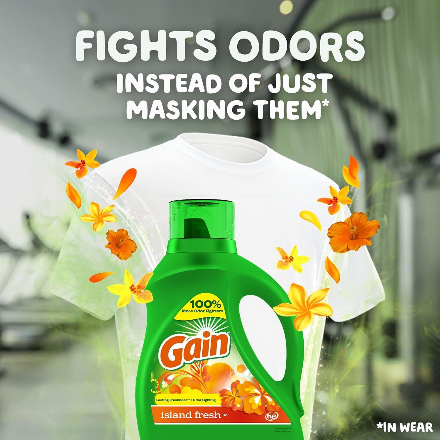 image:imageGain Aroma Boost Liquid Laundry Detergent Island Fresh Scent 107 Loads 154 fl oz HE CompatibleIsland Fresh