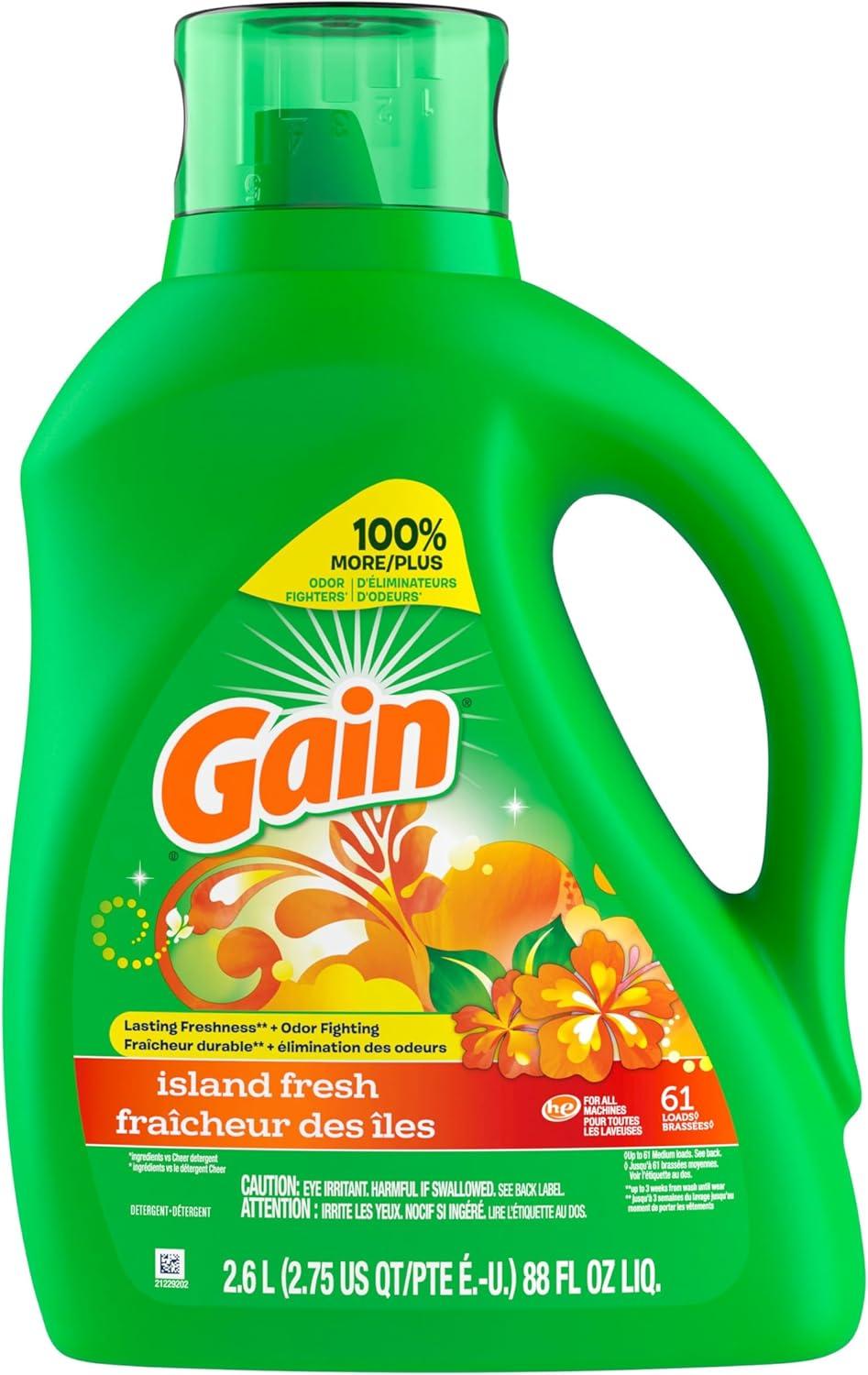 image:imageGain Aroma Boost Liquid Laundry Detergent Island Fresh Scent 107 Loads 154 fl oz HE CompatibleIsland Fresh