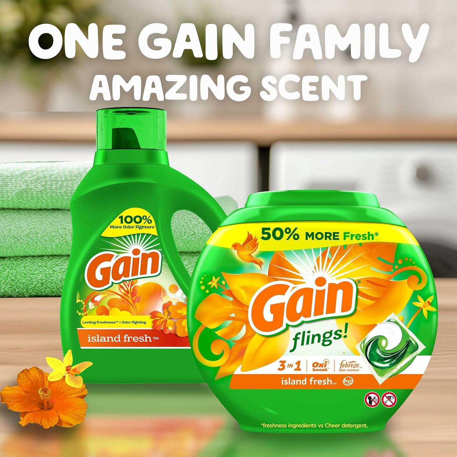 image:imageGain Aroma Boost Liquid Laundry Detergent Island Fresh Scent 107 Loads 154 fl oz HE CompatibleIsland Fresh