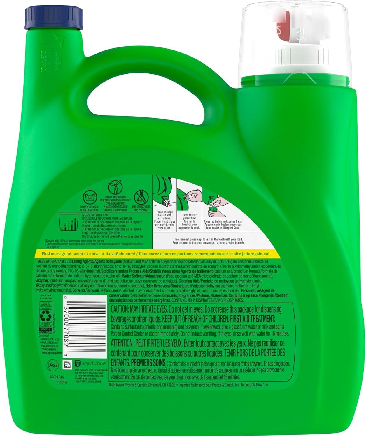 image:imageGain Aroma Boost Liquid Laundry Detergent Island Fresh Scent 107 Loads 154 fl oz HE CompatibleIsland Fresh