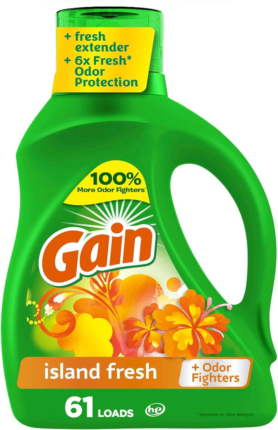 image:imageGain Aroma Boost Liquid Laundry Detergent Island Fresh Scent 107 Loads 154 fl oz HE CompatibleIsland Fresh