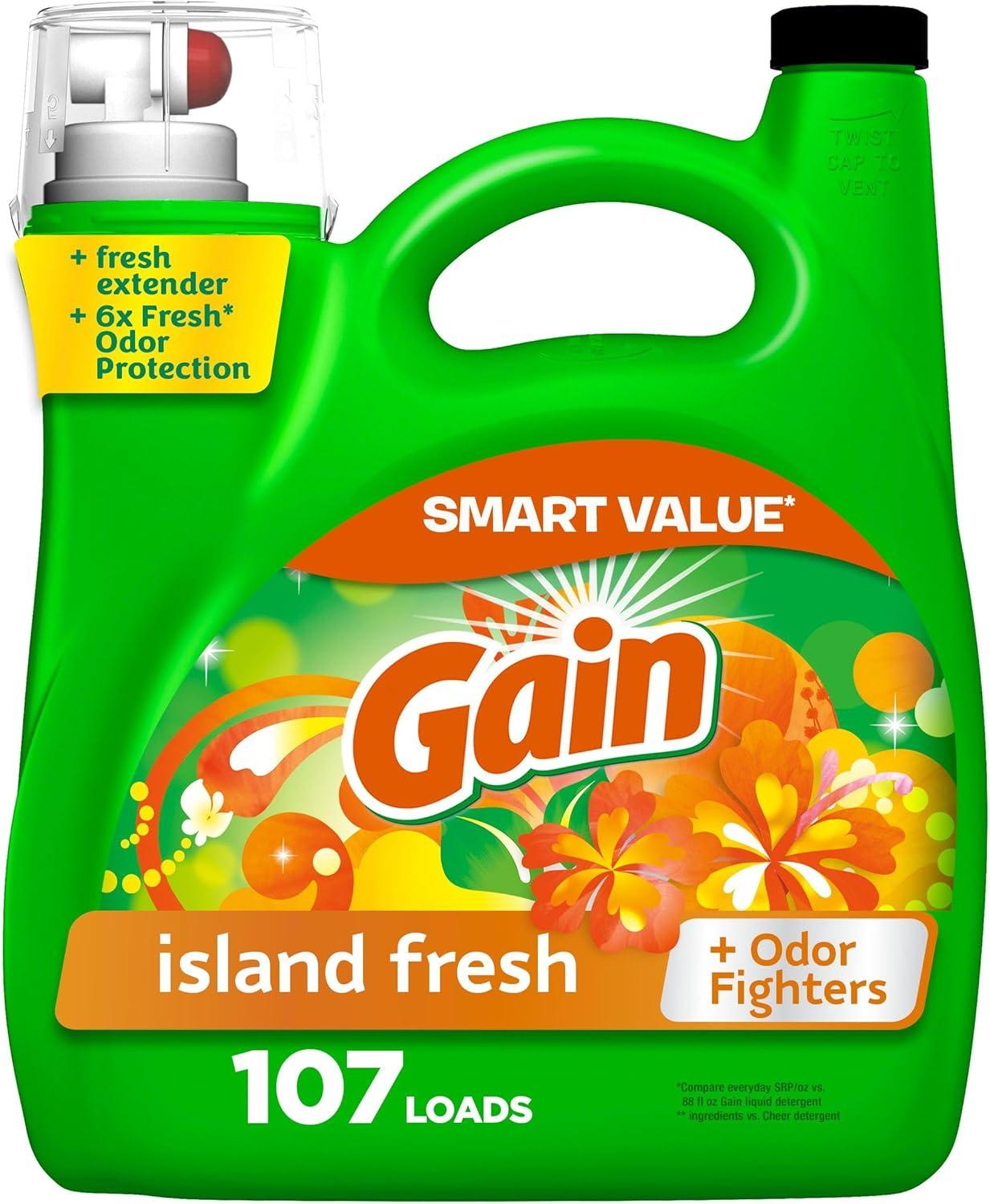 image:imageGain Aroma Boost Liquid Laundry Detergent Island Fresh Scent 107 Loads 154 fl oz HE CompatibleIsland Fresh