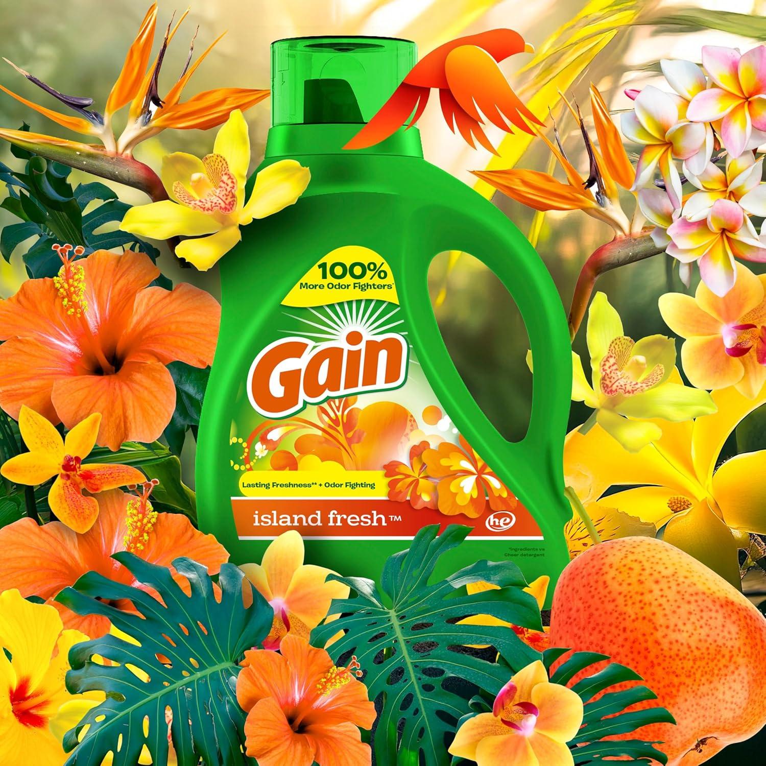 image:imageGain Aroma Boost Liquid Laundry Detergent Island Fresh Scent 107 Loads 154 fl oz HE CompatibleIsland Fresh