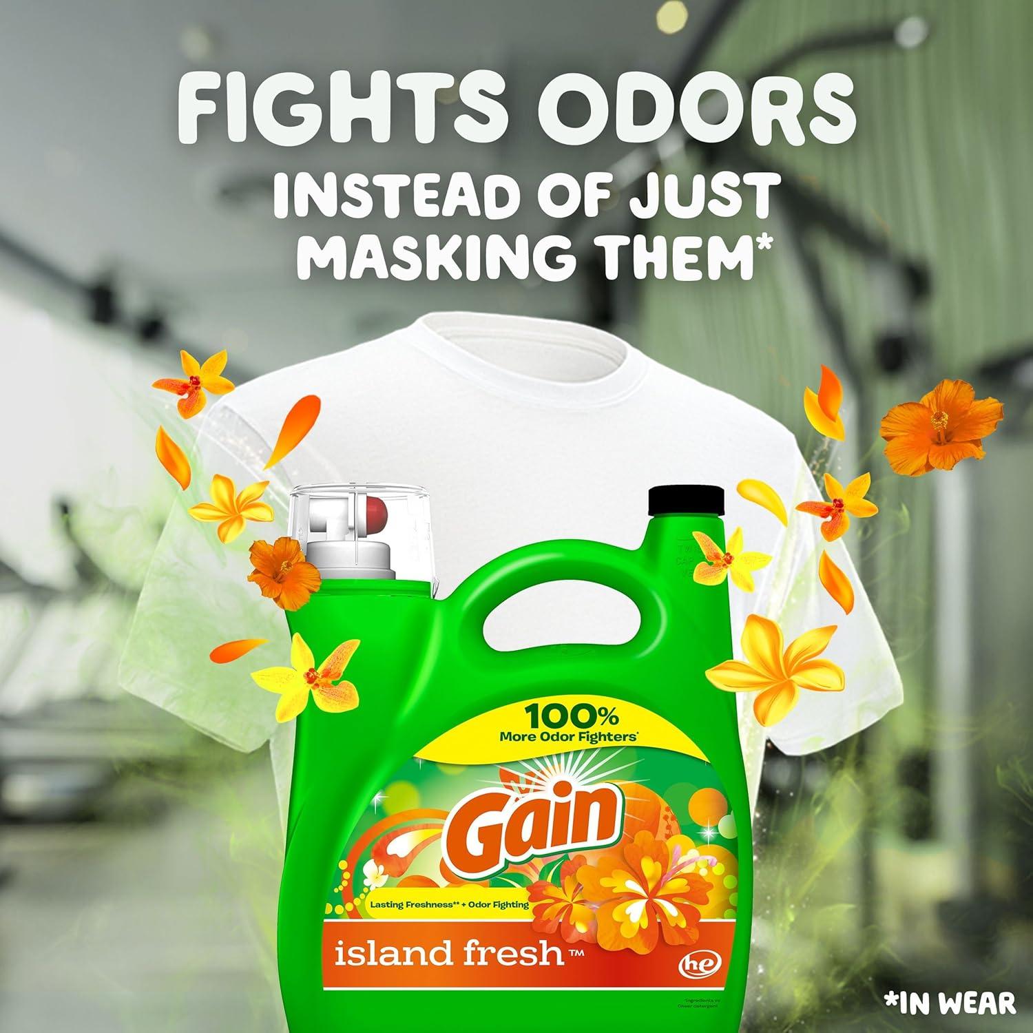 image:imageGain Aroma Boost Liquid Laundry Detergent Island Fresh Scent 107 Loads 154 fl oz HE CompatibleIsland Fresh