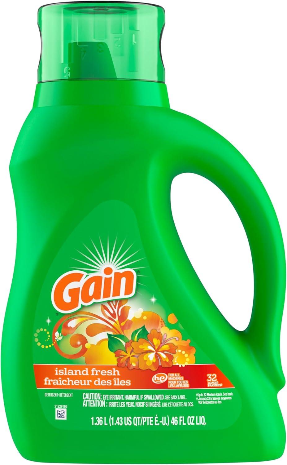 image:imageGain Aroma Boost Liquid Laundry Detergent Island Fresh Scent 107 Loads 154 fl oz HE CompatibleIsland Fresh