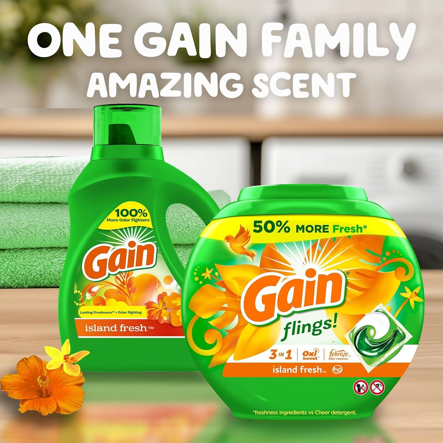 image:imageGain Flings Liquid Laundry Detergent Island Fresh Scent 112 Count HE CompatibleIsland Fresh