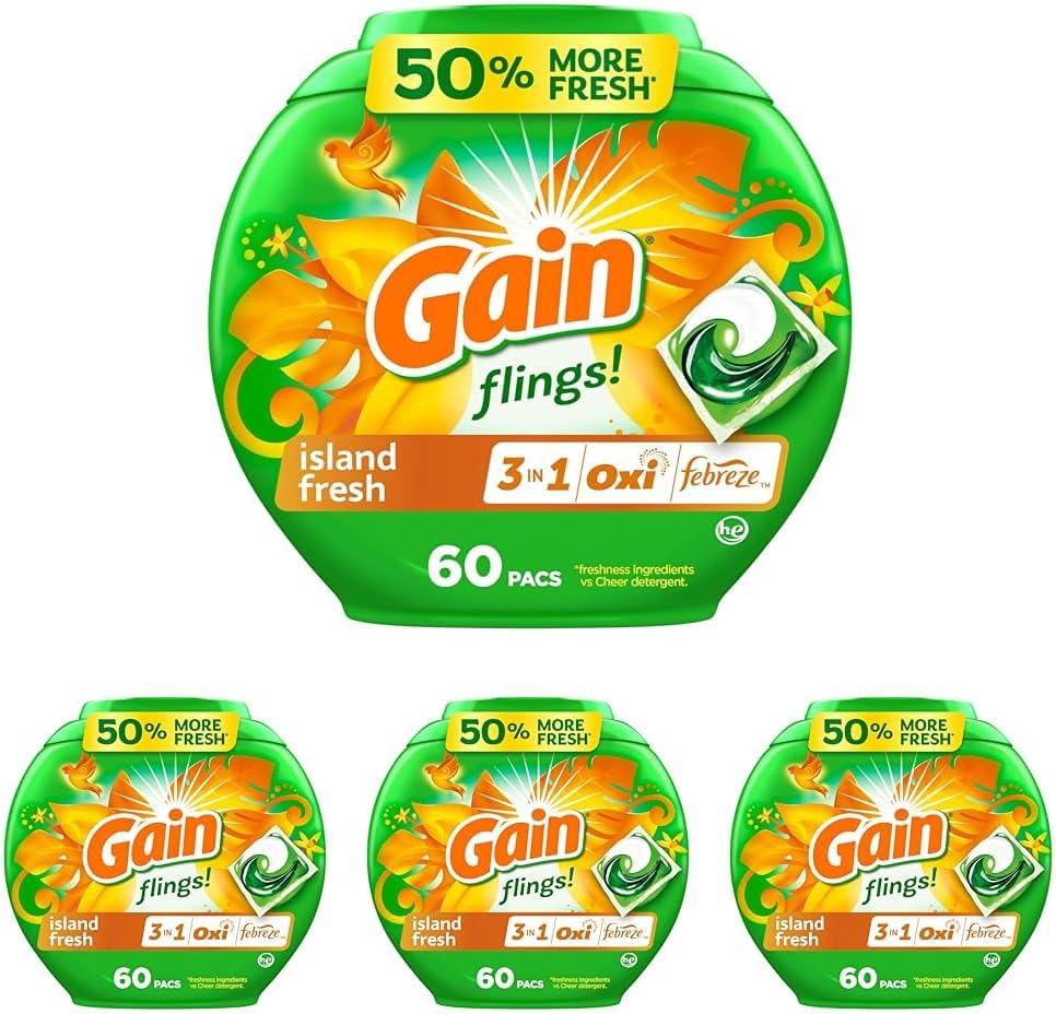 image:imageGain Flings Liquid Laundry Detergent Island Fresh Scent 112 Count HE CompatibleIsland Fresh