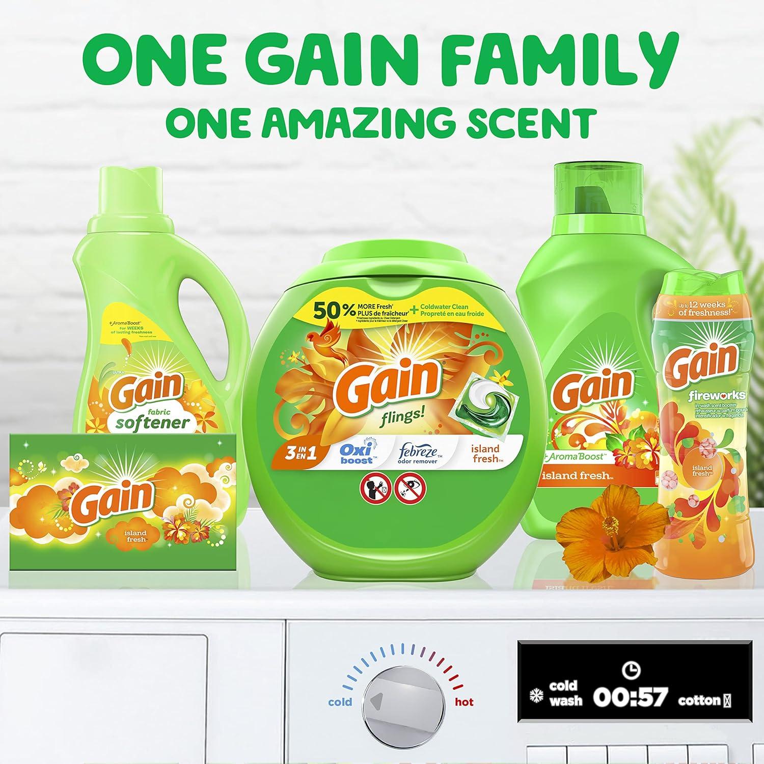 image:imageGain Flings Liquid Laundry Detergent Island Fresh Scent 112 Count HE CompatibleSunshineFresh