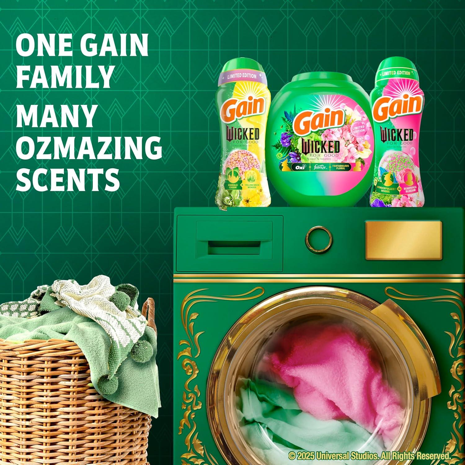 image:imageGain Flings Wicked For Good Limited Edition Laundry Detergent Pacs 42 Count Fantabulous Floral Scent 3 in 1 HE Detergent Pacs with Oxi Boost and Febreeze