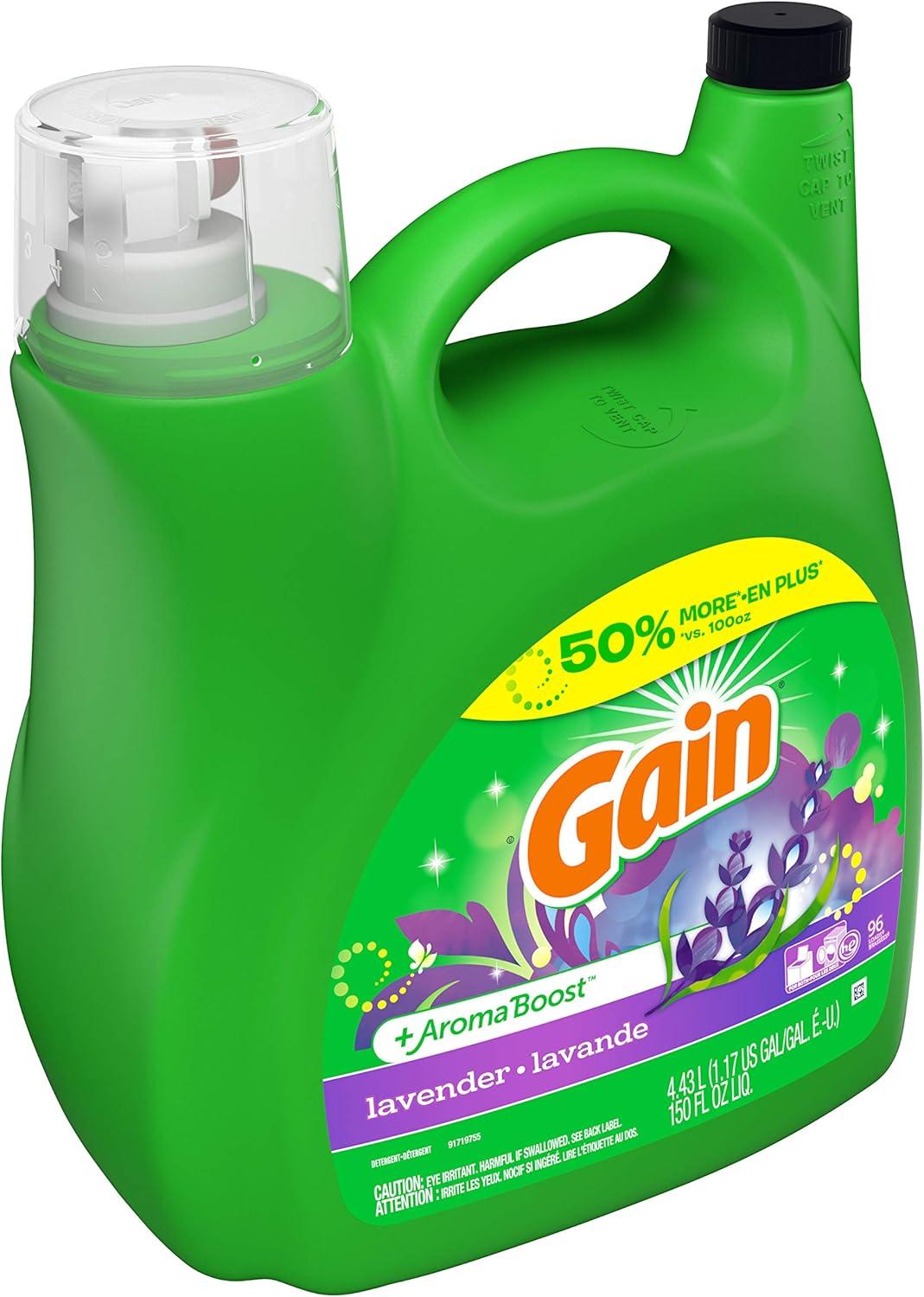 image:imageGain Liquid Laundry Detergent Lavender Scent 154 fl oz 107 loads HE compatible Laundry Detergent Liquid Soap150 Fl Oz Pack of 1