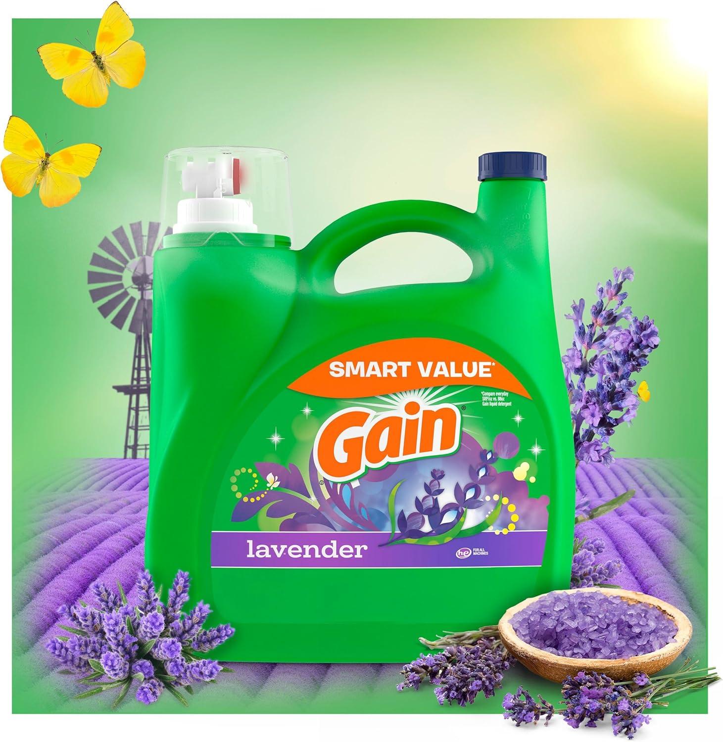 image:imageGain Liquid Laundry Detergent Lavender Scent 154 fl oz 107 loads HE compatible Laundry Detergent Liquid Soap154 Fl Oz Pack of 1