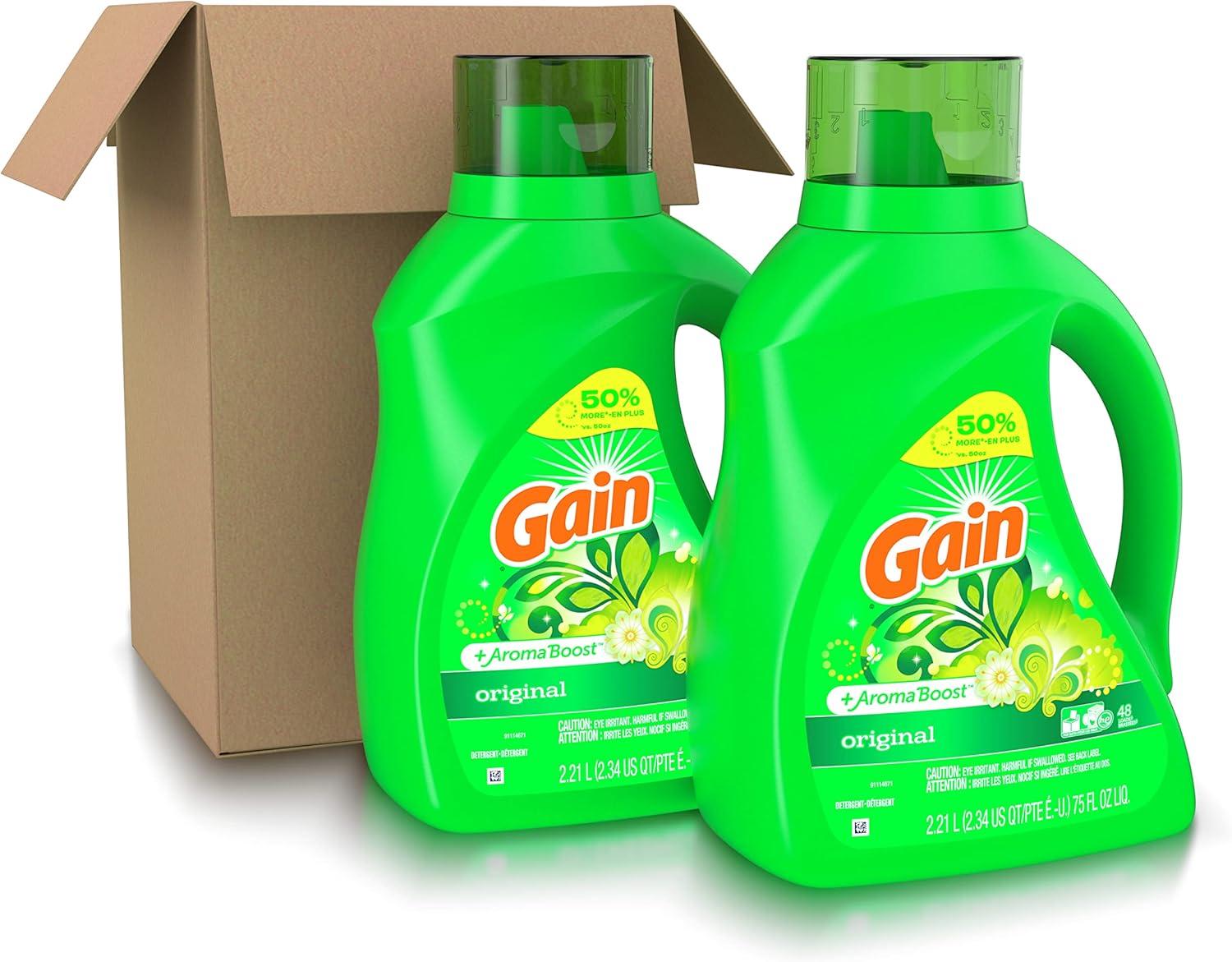 image:imageGain Liquid Laundry Detergent Lavender Scent 154 fl oz 107 loads HE compatible Laundry Detergent Liquid Soap75 Fl Oz Pack of 2