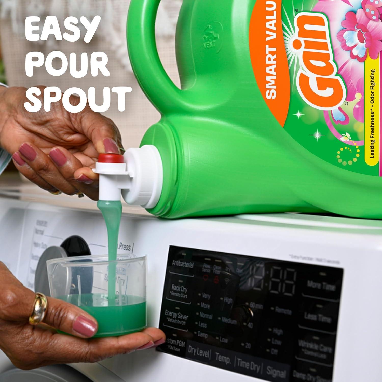 image:imageGain Liquid Laundry Detergent Spring Daydream Scent 154 fl oz 107 loads Freshness Odor Fighting Laundry Detergent Liquid Soap HE compatibleSpring Daydream