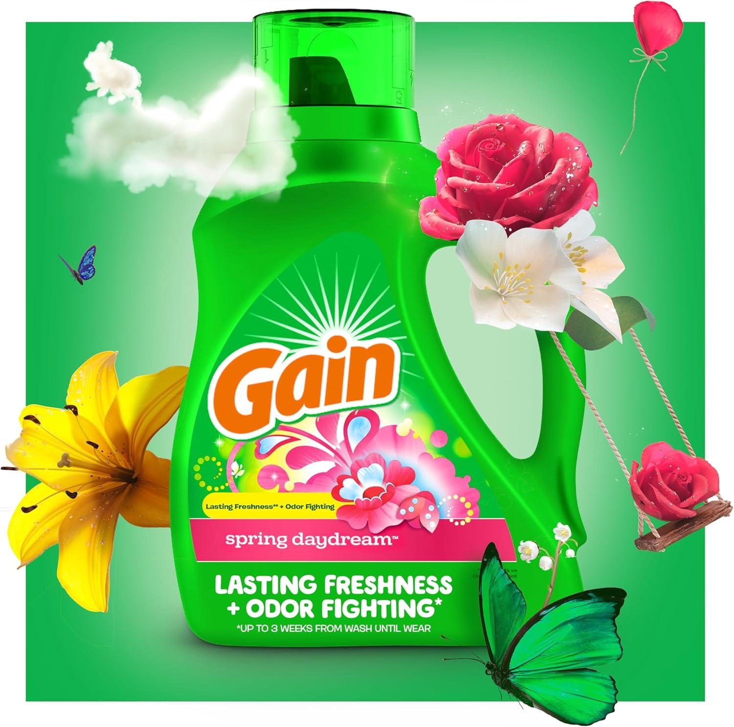 image:imageGain Liquid Laundry Detergent Spring Daydream Scent 154 fl oz 107 loads Freshness Odor Fighting Laundry Detergent Liquid Soap HE compatibleSpring Daydream