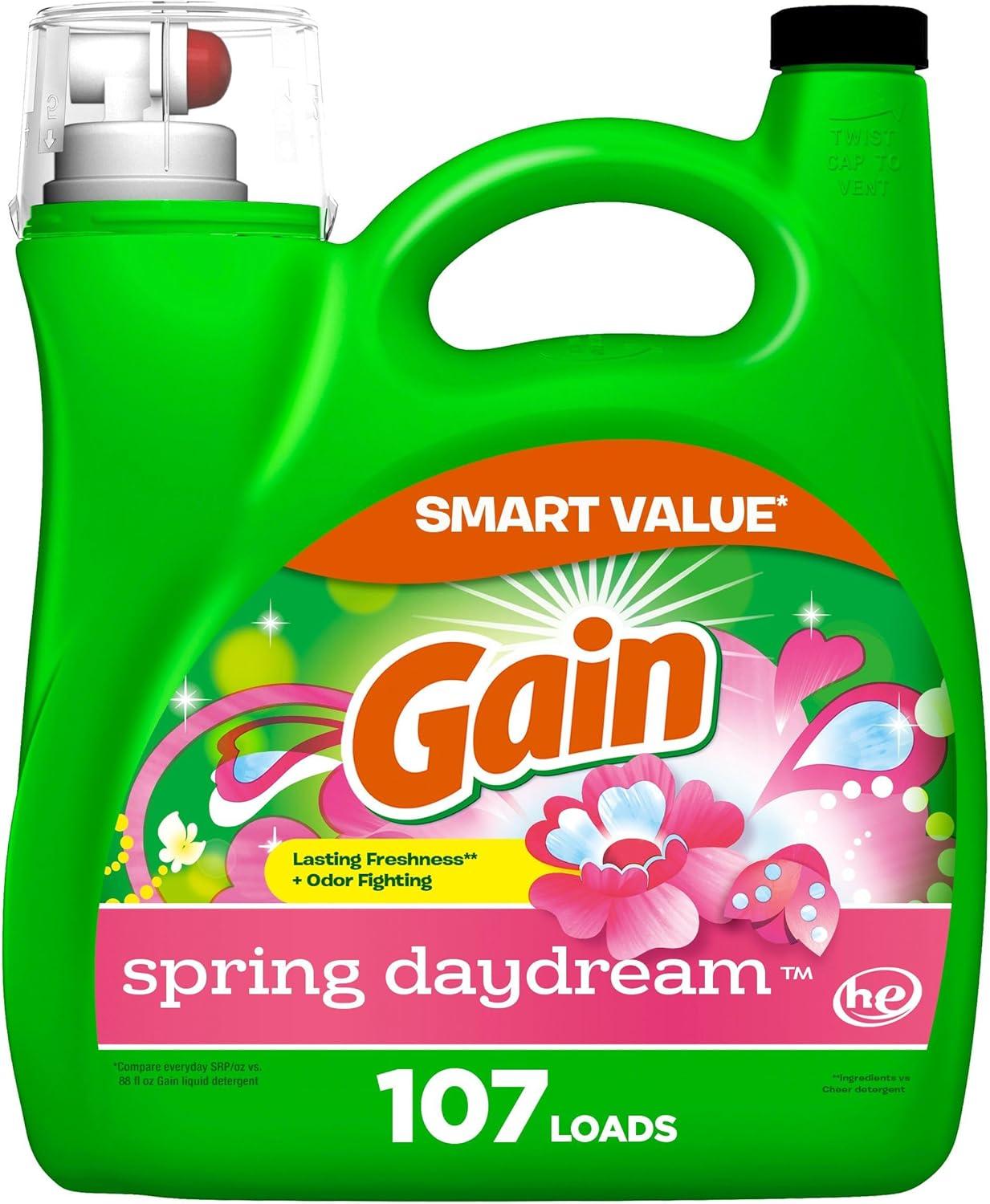 image:imageGain Liquid Laundry Detergent Spring Daydream Scent 154 fl oz 107 loads Freshness Odor Fighting Laundry Detergent Liquid Soap HE compatibleSpring Daydream
