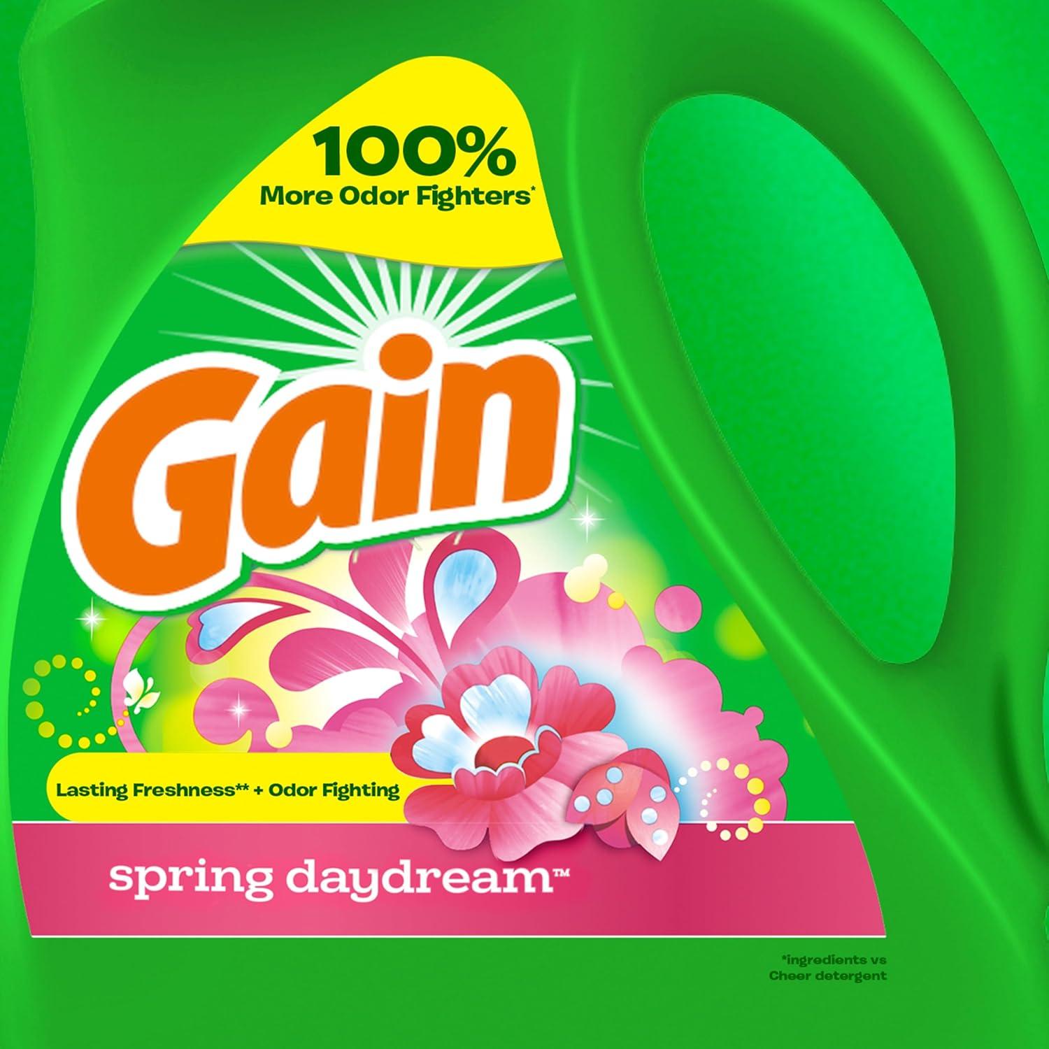 image:imageGain Liquid Laundry Detergent Spring Daydream Scent 154 fl oz 107 loads Freshness Odor Fighting Laundry Detergent Liquid Soap HE compatibleSpring Daydream
