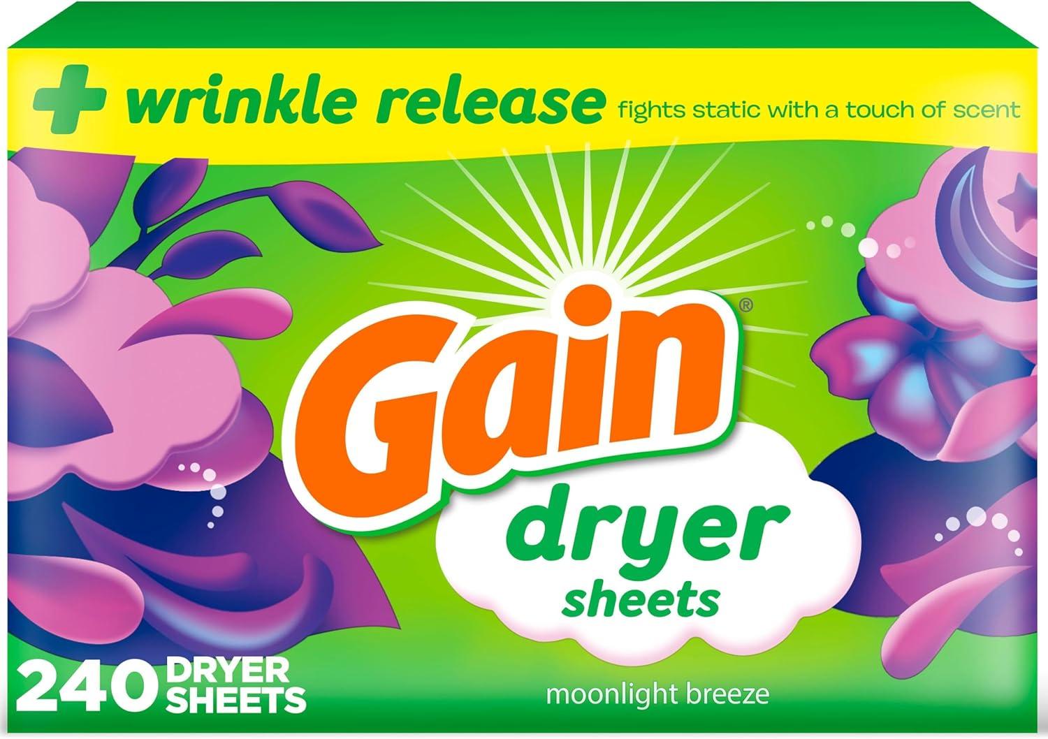 image:imageGain dryer sheets Plus Wrinkle Release Moonlight Breeze Scent 120 Count Fights static with a touch of scent laundry sheetsMoonlight Breeze