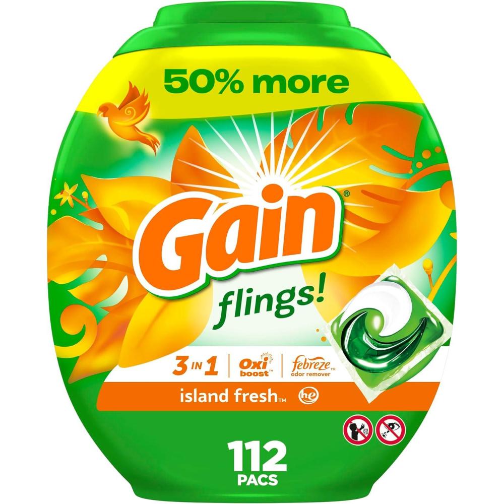 image:imageGain Flings Liquid Laundry Detergent Island Fresh Scent 112 Count HE CompatibleSunshineFresh