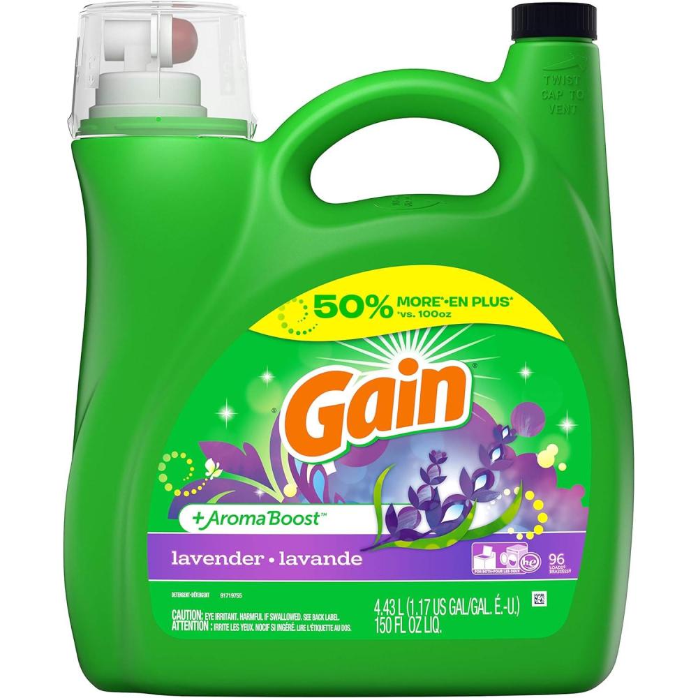 image:imageGain Liquid Laundry Detergent Lavender Scent 154 fl oz 107 loads HE compatible Laundry Detergent Liquid Soap150 Fl Oz Pack of 1