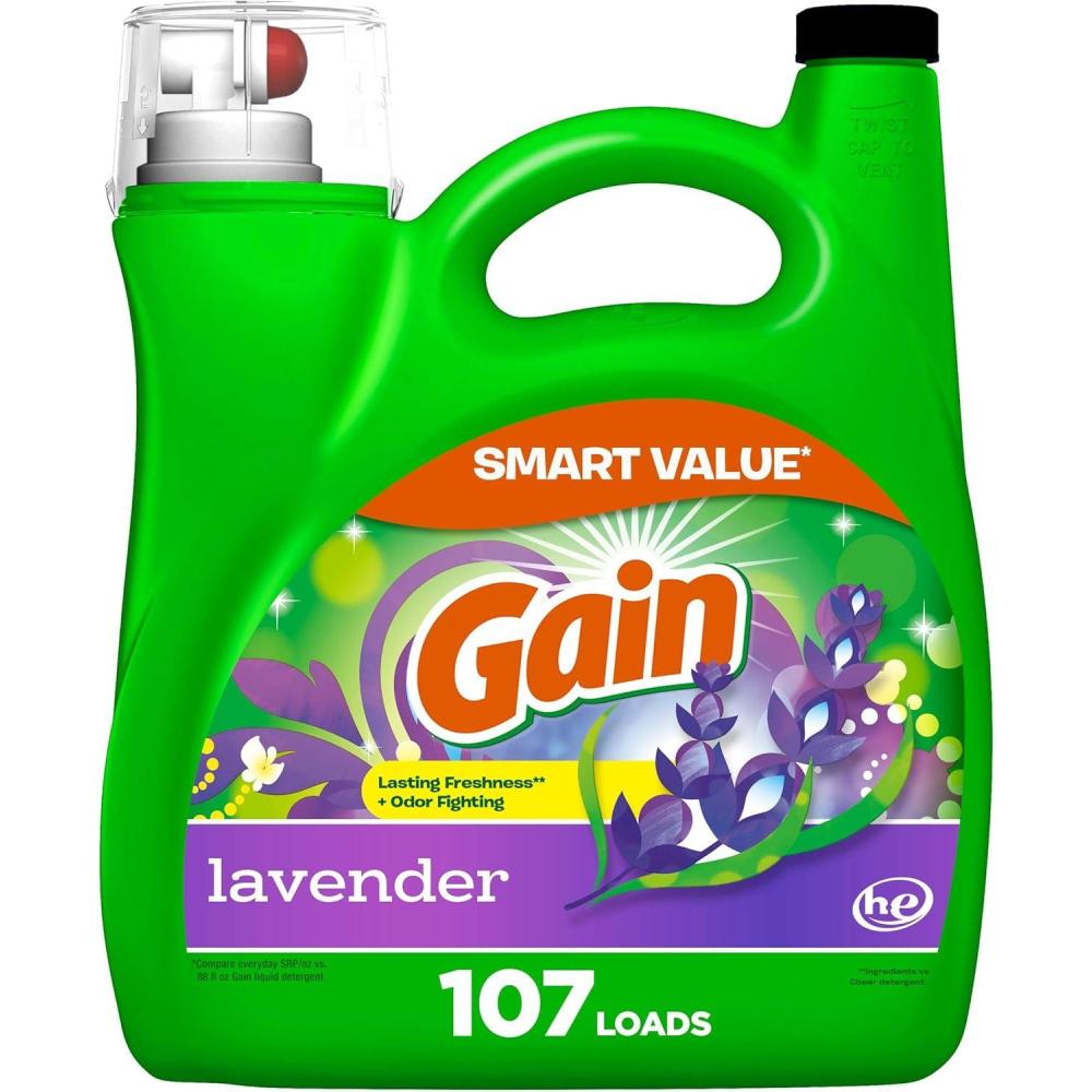 image:imageGain Liquid Laundry Detergent Lavender Scent 154 fl oz 107 loads HE compatible Laundry Detergent Liquid Soap154 Fl Oz Pack of 1