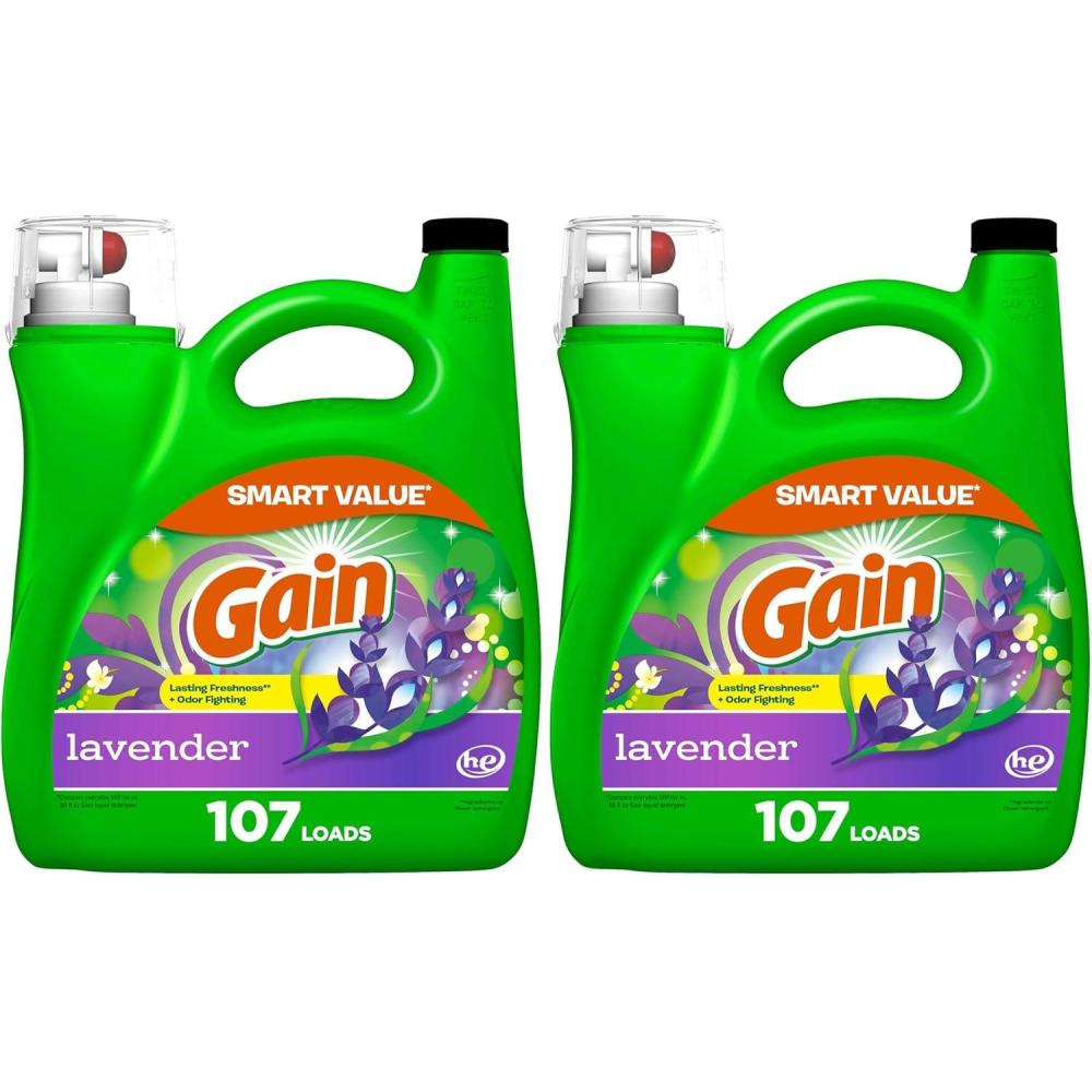 image:imageGain Liquid Laundry Detergent Lavender Scent 154 fl oz 107 loads HE compatible Laundry Detergent Liquid Soap154 Fl Oz Pack of 2