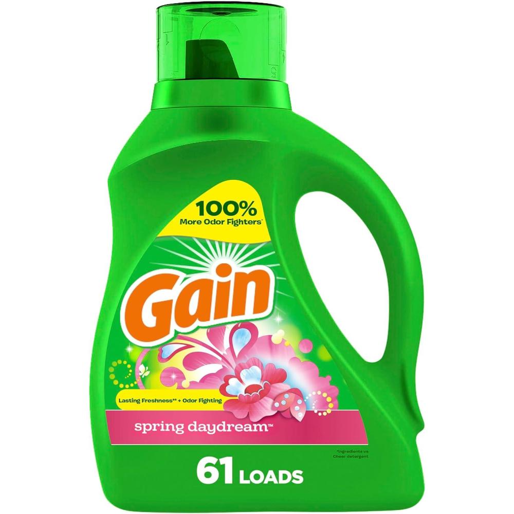 image:imageGain Liquid Laundry Detergent Spring Daydream Scent 88 fl oz 61 loads Freshness  Odor Fighting Laundry Detergent Liquid Soap HE compatibleSpring Daydream
