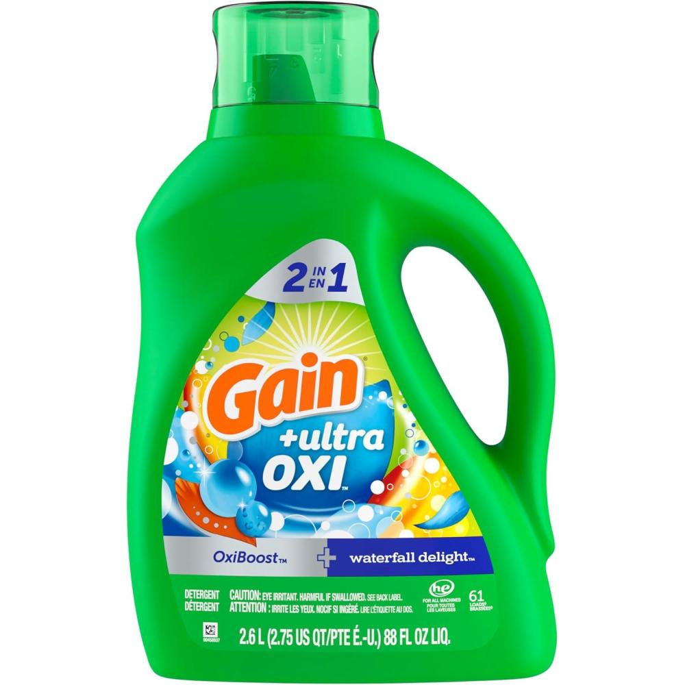 image:imageGain Ultra Oxi Liquid Laundry Detergent 107 loads 154 fl oz Waterfall Delight Scent 2in1 HE CompatibleWaterfall Delight
