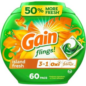 Gain Flings Liquid Laundry Detergent, Island Fresh Scent, 112 Count, HE Compatible(Island Fresh)