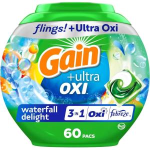 Gain Flings Ultra Oxi Laundry Detergent Pacs, 112 Count, Waterfall Delight Scent, with Odor Defense, concentrated laundry soap pacs(Waterfall Delight)