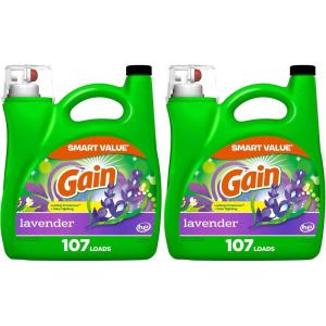 Gain Liquid Laundry Detergent, Lavender Scent, 154 fl oz, 107 loads, HE compatible, Laundry Detergent Liquid Soap(154 Fl Oz (Pack of 2))