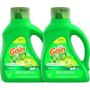Gain Liquid Laundry Detergent, Lavender Scent, 154 fl oz, 107 loads, HE compatible, Laundry Detergent Liquid Soap(75 Fl Oz (Pack of 2))