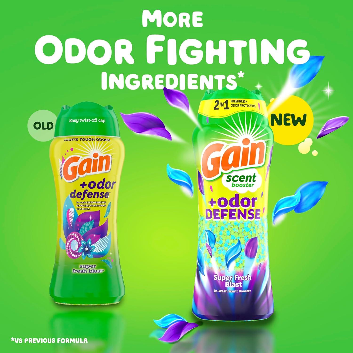 image:imageGain Odor Defense InWash Scent Booster Super Fresh Blast Scent 182 oz HE CompatibleSuper Fresh Blast