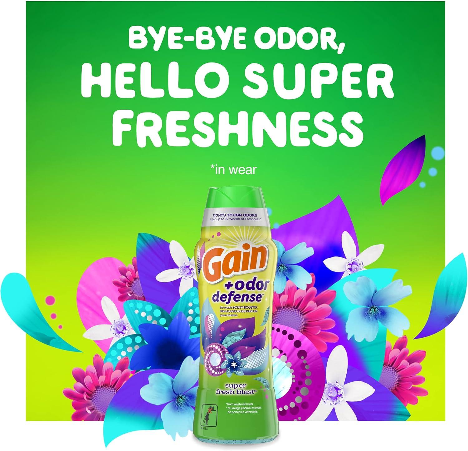 image:imageGain Odor Defense InWash Scent Booster Super Fresh Blast Scent 182 oz HE CompatibleSuper Fresh Blast