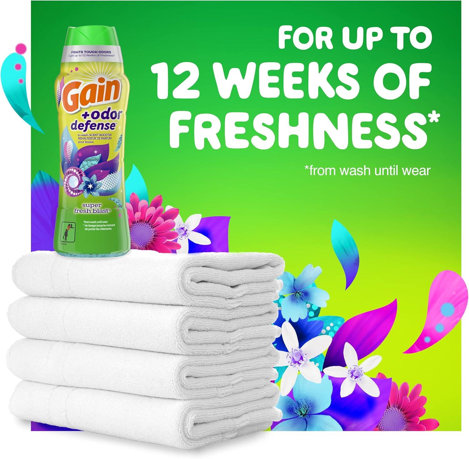 image:imageGain Odor Defense InWash Scent Booster Super Fresh Blast Scent 182 oz HE CompatibleSuper Fresh Blast