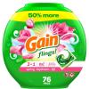 image:imageGain Flings Laundry Detergent Pacs 60 Count Spring Daydream Scent 3 in 1 HE Detergent Pacs with Oxi Boost and Febreeze76 Count Pack of 1