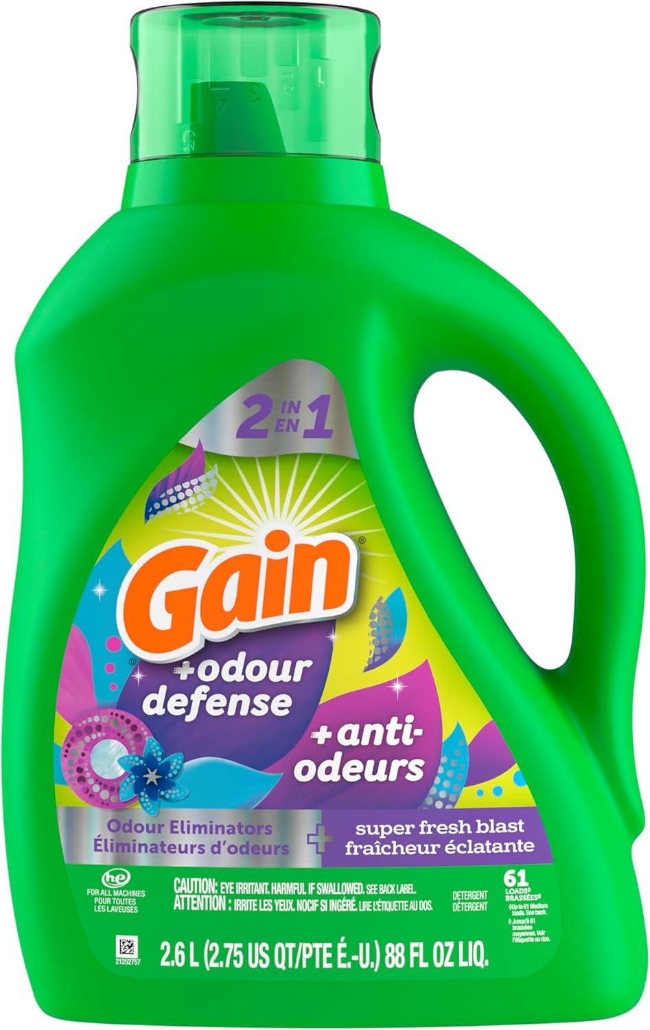 image:imageGain Odor Defense Liquid Laundry Detergent Super Fresh Blast Scent 184 fl oz 128 Loads HE CompatibleSuper Fresh Blast