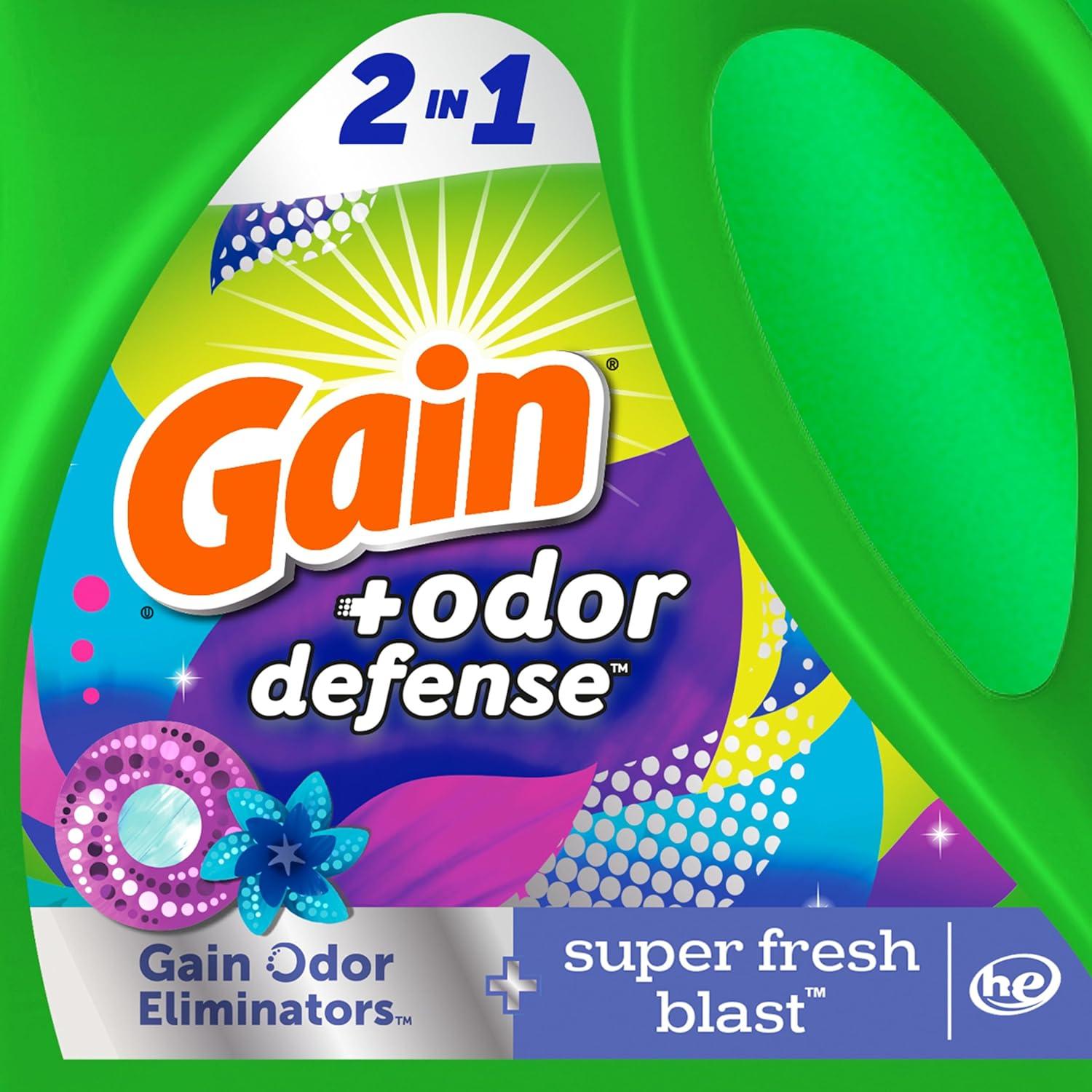 image:imageGain Odor Defense Liquid Laundry Detergent Super Fresh Blast Scent 184 fl oz 128 Loads HE CompatibleSuper Fresh Blast