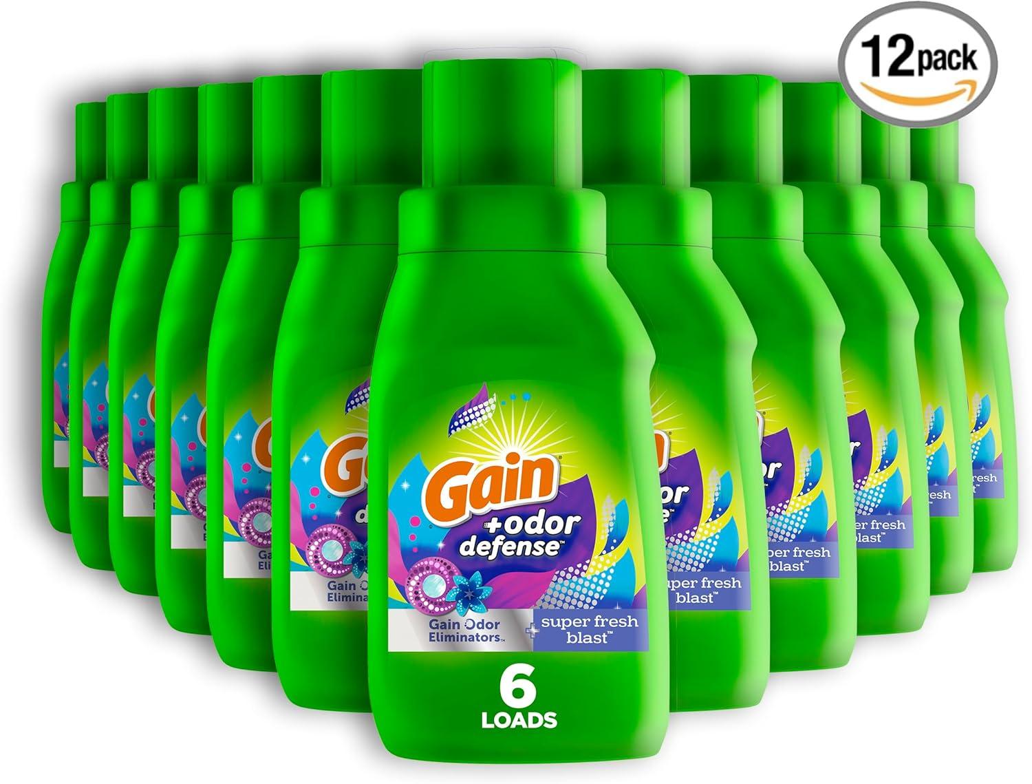 image:imageGain Odor Defense Liquid Laundry Detergent Super Fresh Blast Scent 184 fl oz 128 Loads HE CompatibleSuper Fresh Blast