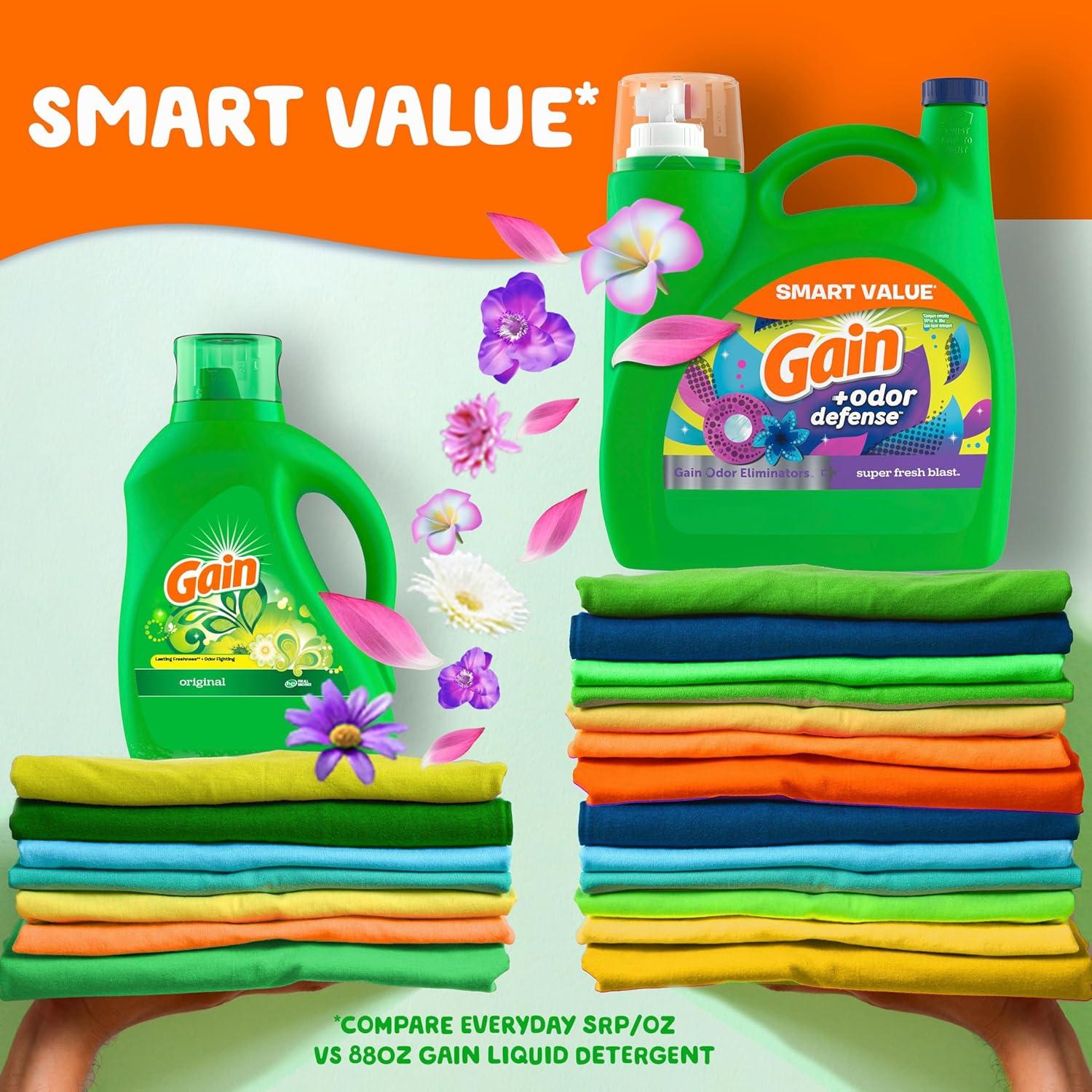 image:imageGain Odor Defense Liquid Laundry Detergent Super Fresh Blast Scent 184 fl oz 128 Loads HE CompatibleSuper Fresh Blast