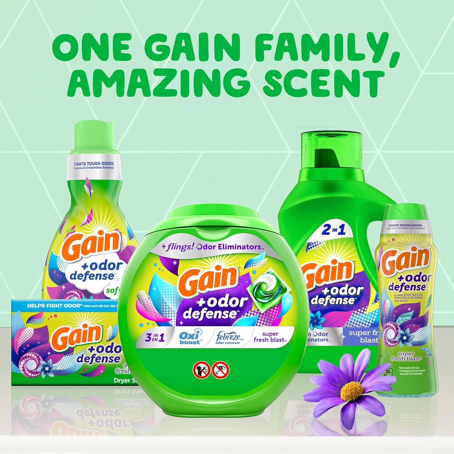 image:imageGain Odor Defense Liquid Laundry Detergent Super Fresh Blast Scent 184 fl oz 128 Loads HE CompatibleSuper Fresh Blast