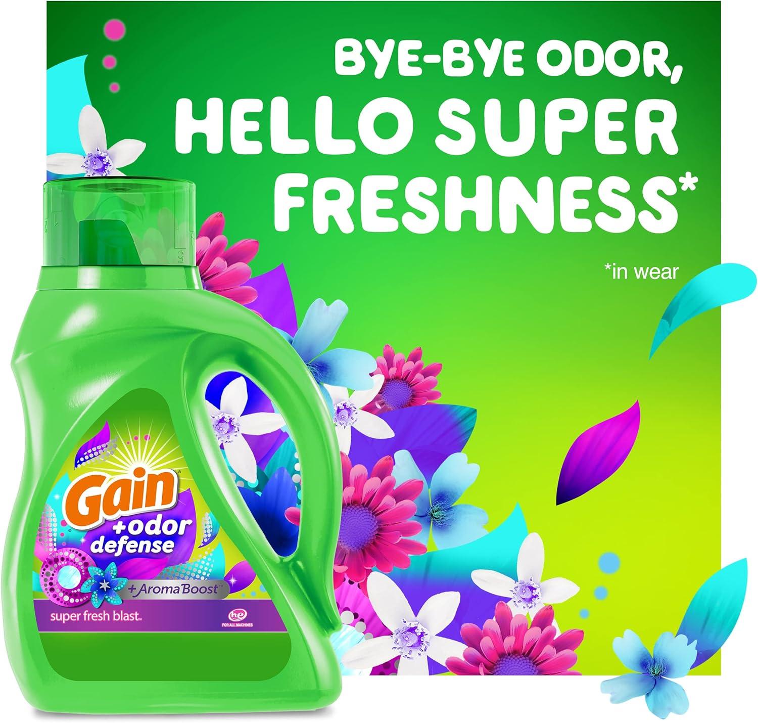 image:imageGain Odor Defense Liquid Laundry Detergent Super Fresh Blast Scent 184 fl oz 128 Loads HE CompatibleSuper Fresh Blast