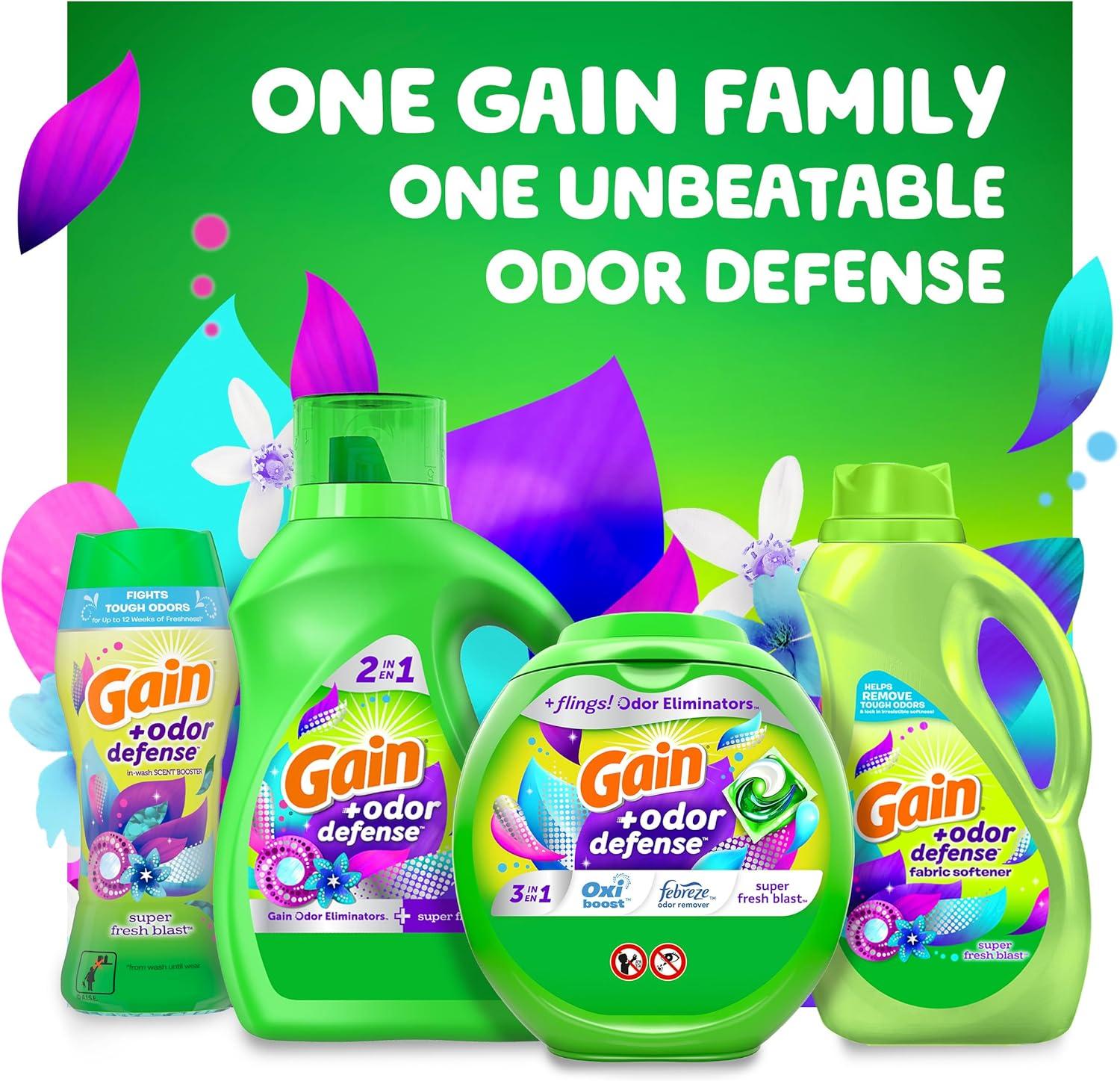 image:imageGain Odor Defense Liquid Laundry Detergent Super Fresh Blast Scent 184 fl oz 128 Loads HE CompatibleSuper Fresh Blast